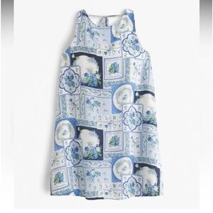 Abercrombie & Fitch Light Blue Floral Open-Back Trapeze Mini Dress Size XL Tall